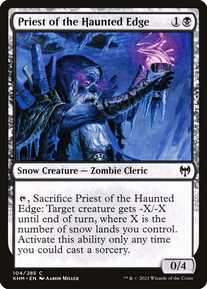 2021 Kaldheim Priest of the Haunted Edge #104 common card image