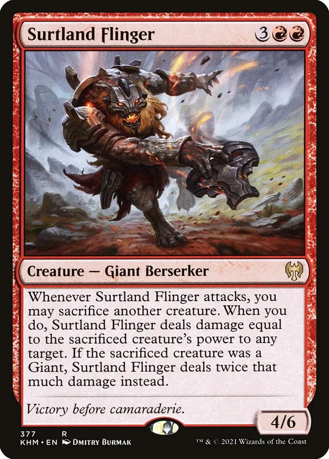 2021 Kaldheim Surtland Flinger #377 rare card image