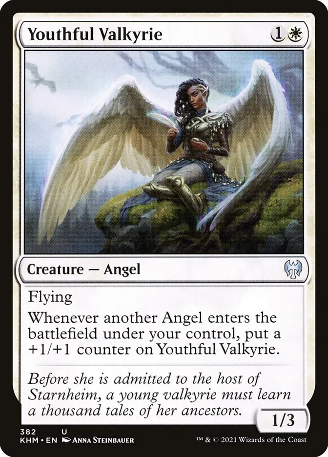 2021 Kaldheim Youthful Valkyrie #382 uncommon card image