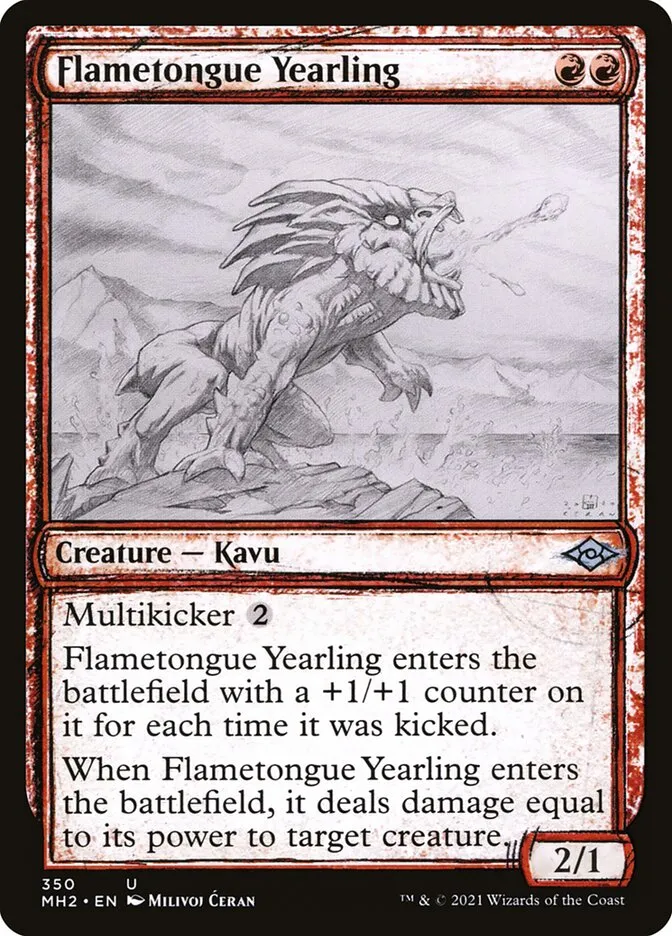 2021 Modern Horizons 2 Flametongue Yearling #350 uncommon card image