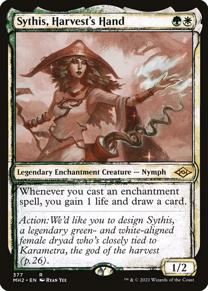 2021 Modern Horizons 2 Sythis, Harvest's Hand #377 rare card image