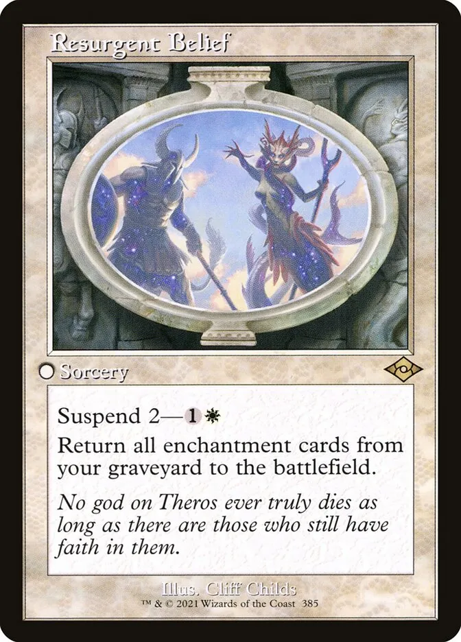 2021 Modern Horizons 2 Resurgent Belief #385 rare card image