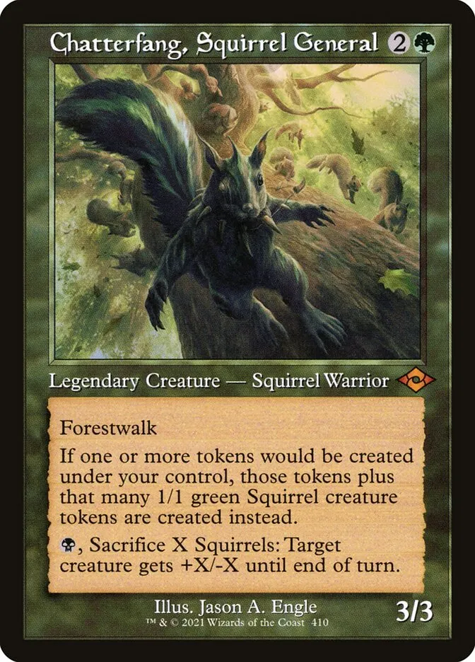 2021 Modern Horizons 2 Chatterfang, Squirrel General #410 mythic card image