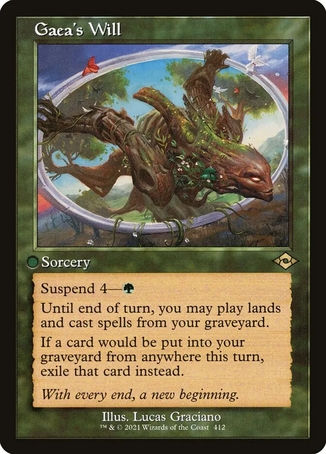 2021 Modern Horizons 2 Gaea's Will #412 rare card image