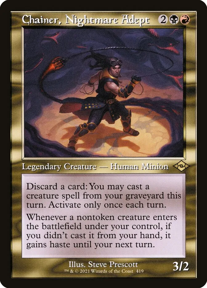 2021 Modern Horizons 2 Chainer, Nightmare Adept #419 rare card image