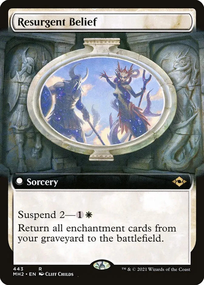2021 Modern Horizons 2 Resurgent Belief [Extended Art] rare #443 rare card image