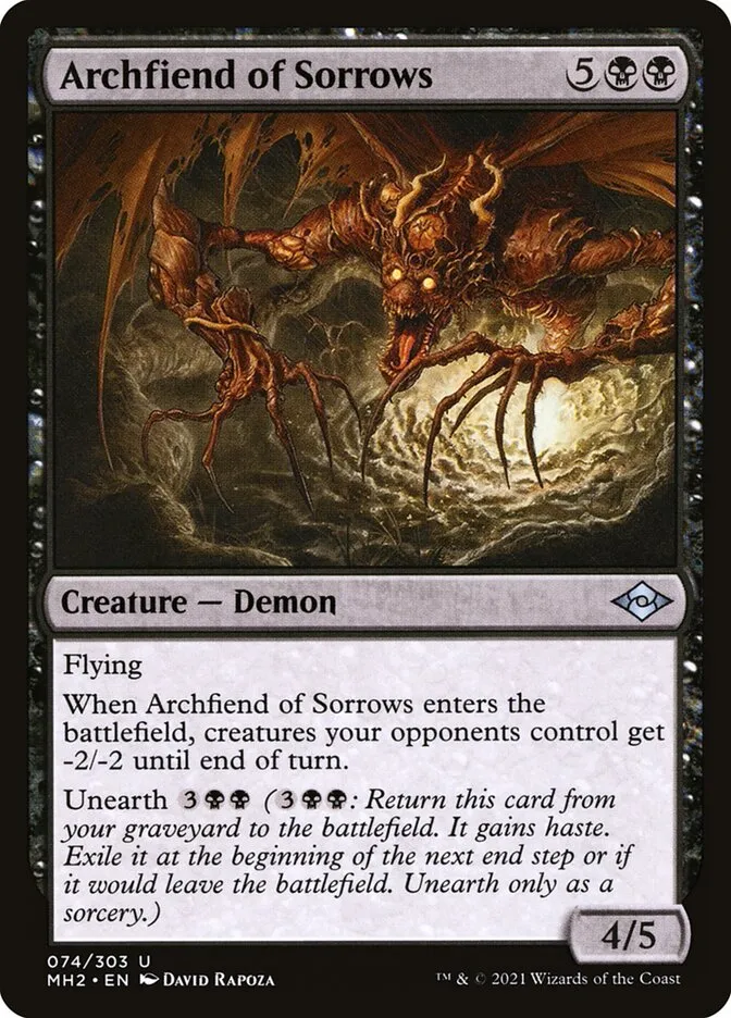 2021 Modern Horizons 2 Archfiend of Sorrows uncommon #74 uncommon card image