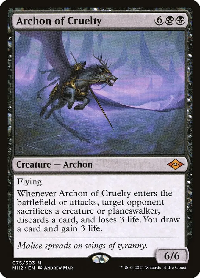 2021 Modern Horizons 2 Archon of Cruelty mythic #75 mythic card image