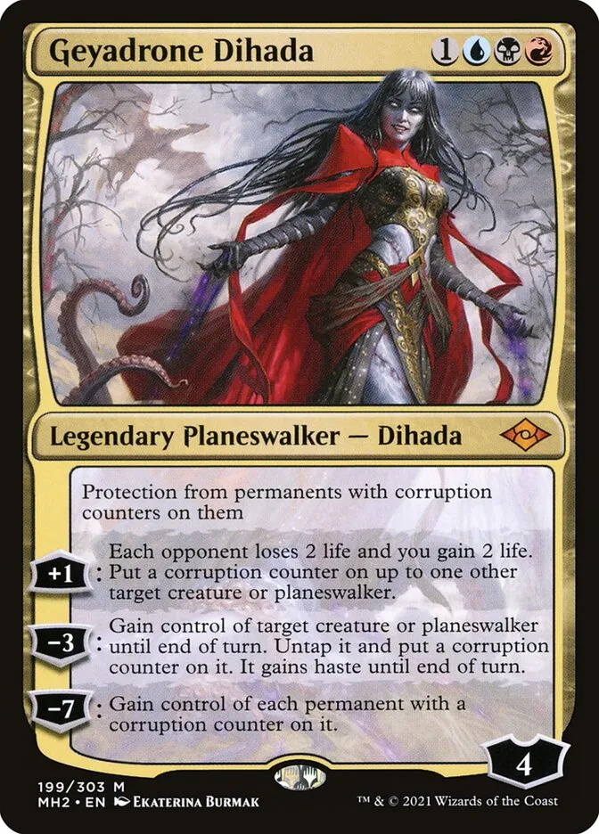 2021 Modern Horizons 2 Geyadrone Dihada #199 mythic card image