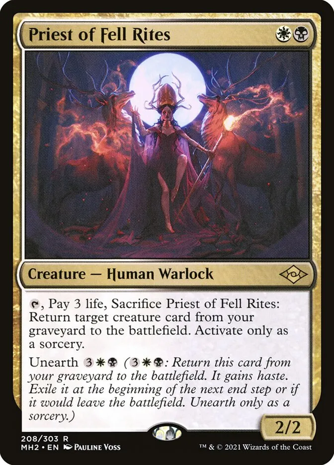 2021 Modern Horizons 2 Priest of Fell Rites #208 rare card image