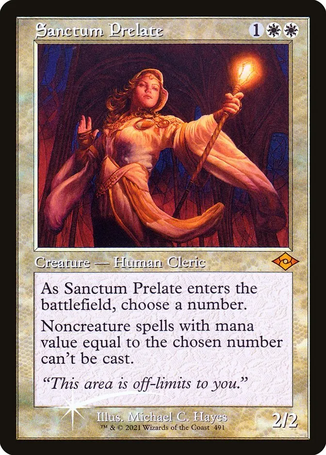 2021 Modern Horizons 2 Sanctum Prelate #491 mythic card image