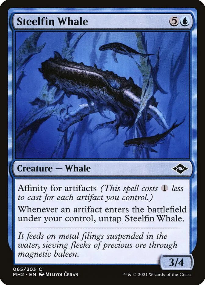 2021 Modern Horizons 2 Steelfin Whale common #65 common card image