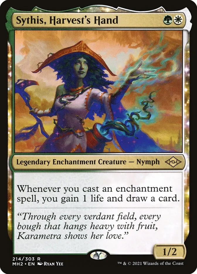 2021 Modern Horizons 2 Sythis, Harvest's Hand [Prerelease] rare #214 rare card image