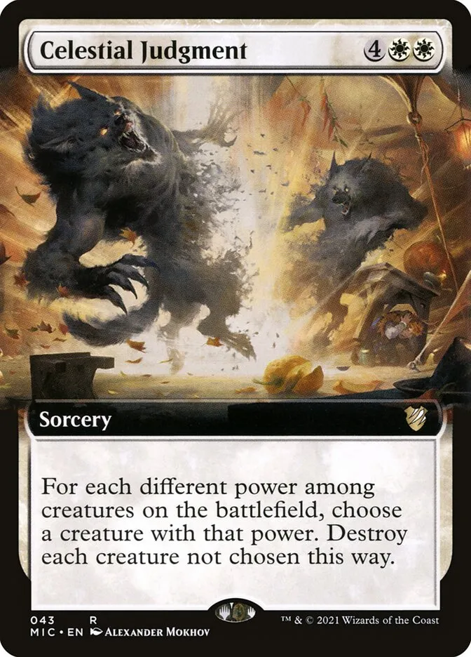 2021 Midnight Hunt Commander Celestial Judgment rare #43 rare card image