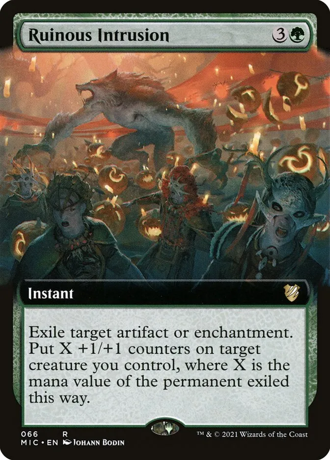 2021 Midnight Hunt Commander Ruinous Intrusion rare #66 rare card image