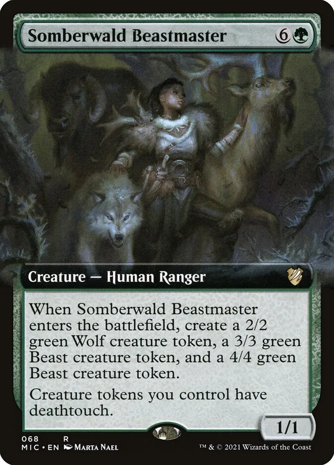 2021 Midnight Hunt Commander Somberwald Beastmaster rare #68 rare card image