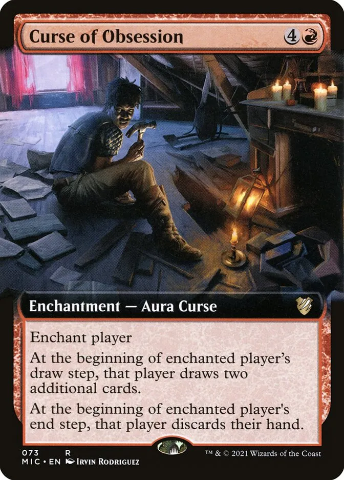 2021 Midnight Hunt Commander Curse of Obsession rare #73 rare card image