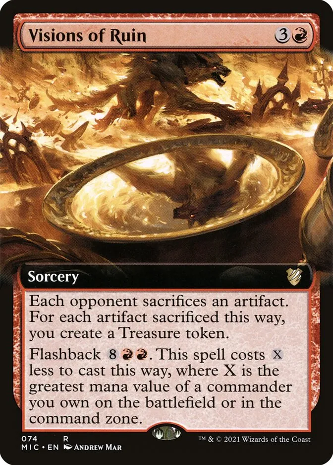 2021 Midnight Hunt Commander Visions of Ruin rare #74 rare card image