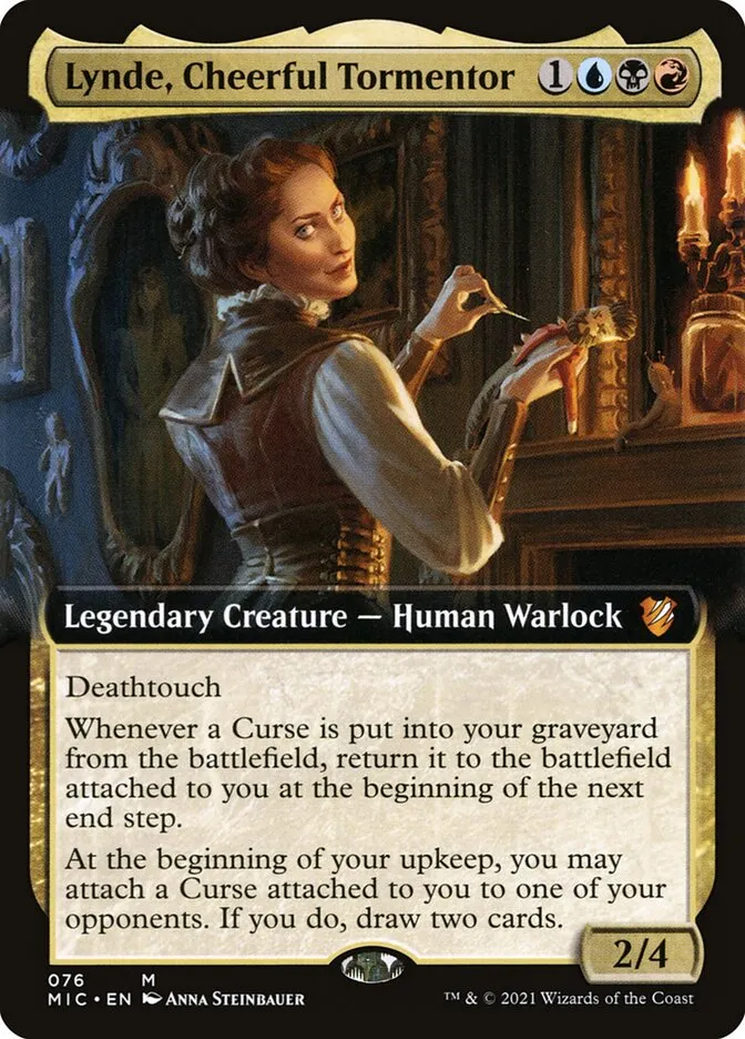 2021 Midnight Hunt Commander Lynde, Cheerful Tormentor mythic #76 mythic card image
