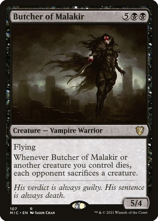 2021 Midnight Hunt Commander Butcher of Malakir #107 rare card image