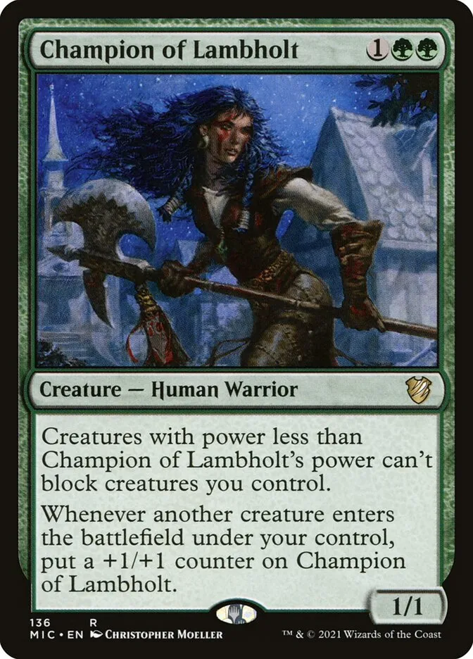 2021 Midnight Hunt Commander Champion of Lambholt #136 rare card image
