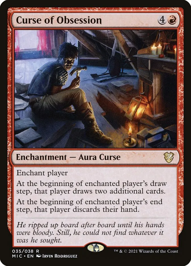 2021 Midnight Hunt Commander Curse of Obsession rare #35 rare card image
