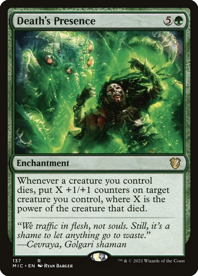 2021 Midnight Hunt Commander Death's Presence #137 rare card image