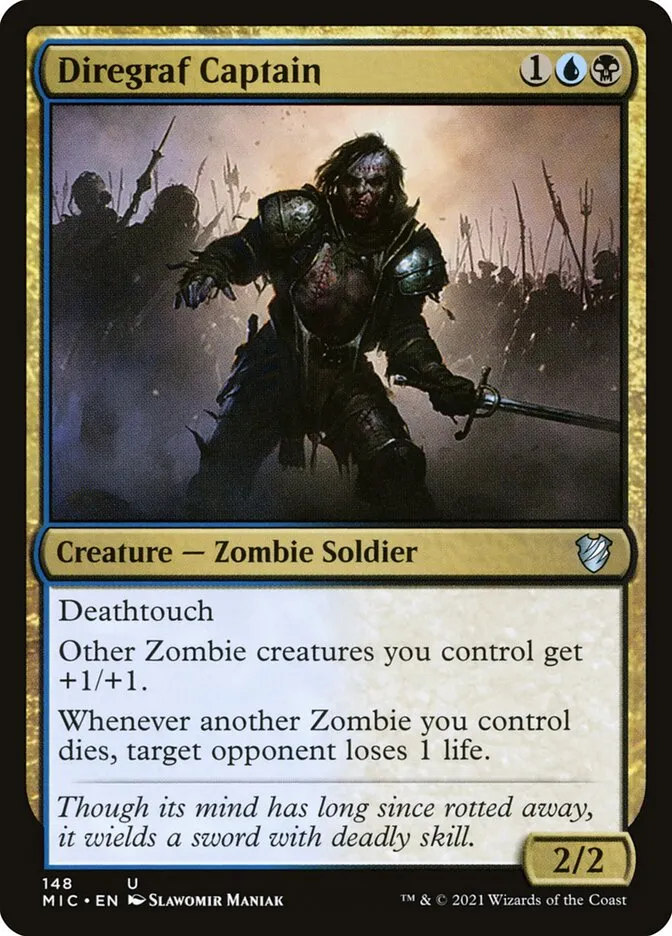 2021 Midnight Hunt Commander Diregraf Captain #148 uncommon card image
