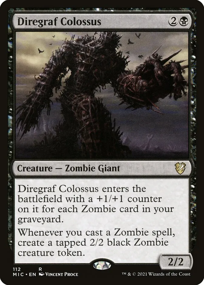 2021 Midnight Hunt Commander Diregraf Colossus rare #112 rare card image