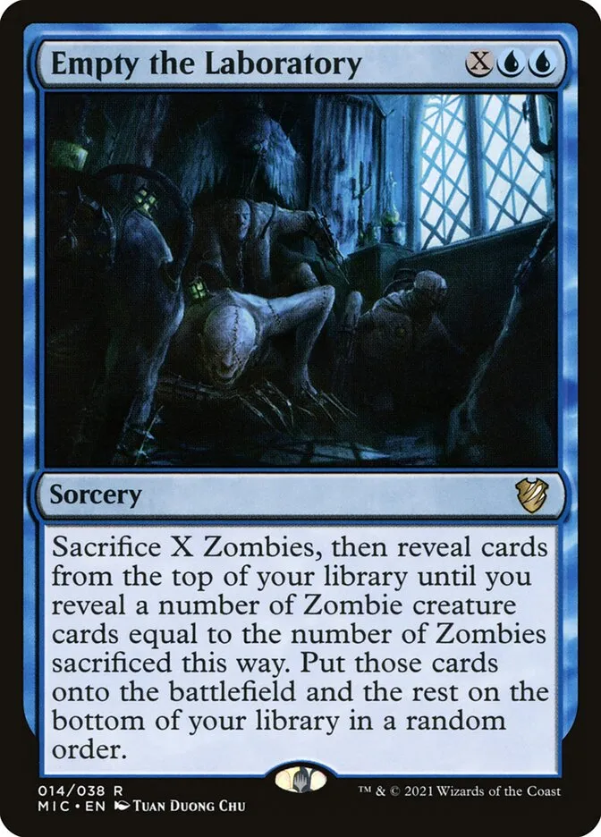 2021 Midnight Hunt Commander Empty the Laboratory rare #14 rare card image