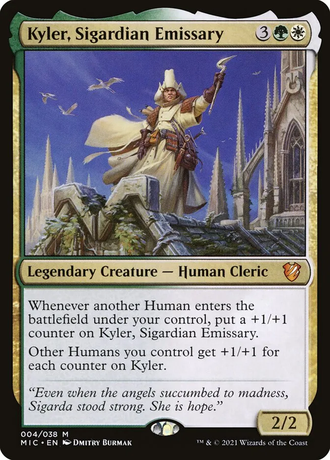 2021 Midnight Hunt Commander Kyler, Sigardian Emissary mythic #4 mythic card image