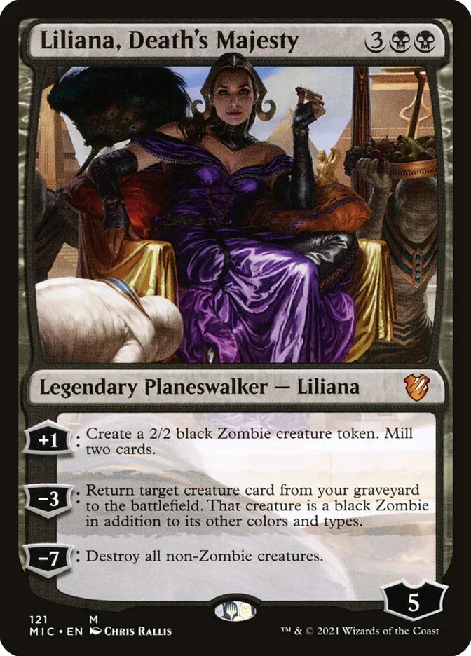 2021 Midnight Hunt Commander Liliana, Death's Majesty #121 mythic card image