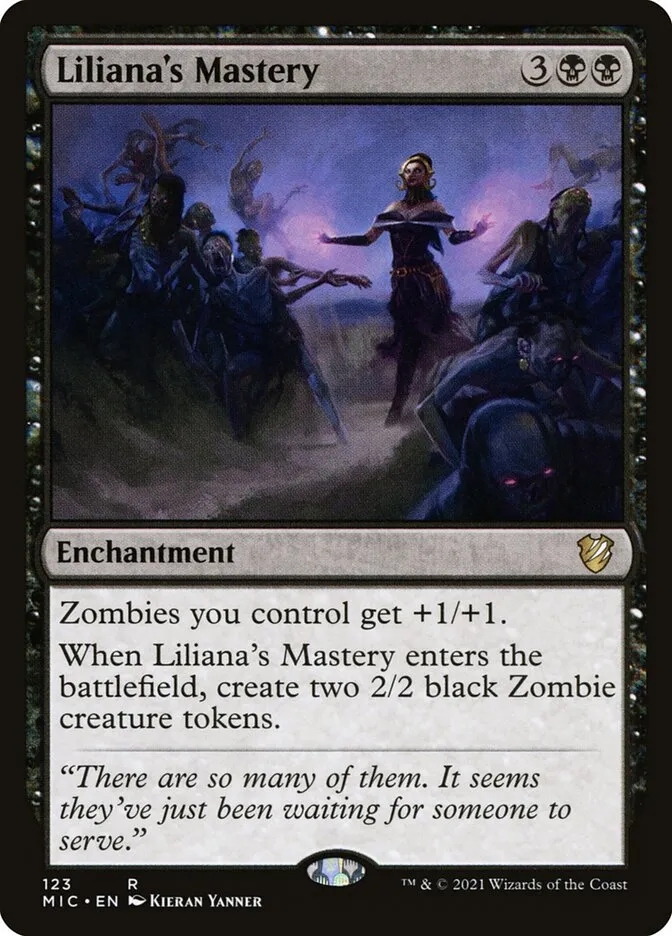 2021 Midnight Hunt Commander Liliana's Mastery #123 rare card image