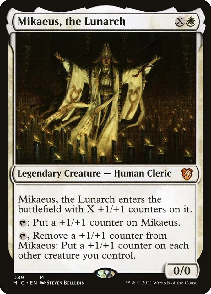 2021 Midnight Hunt Commander Mikaeus, the Lunarch #89 mythic card image