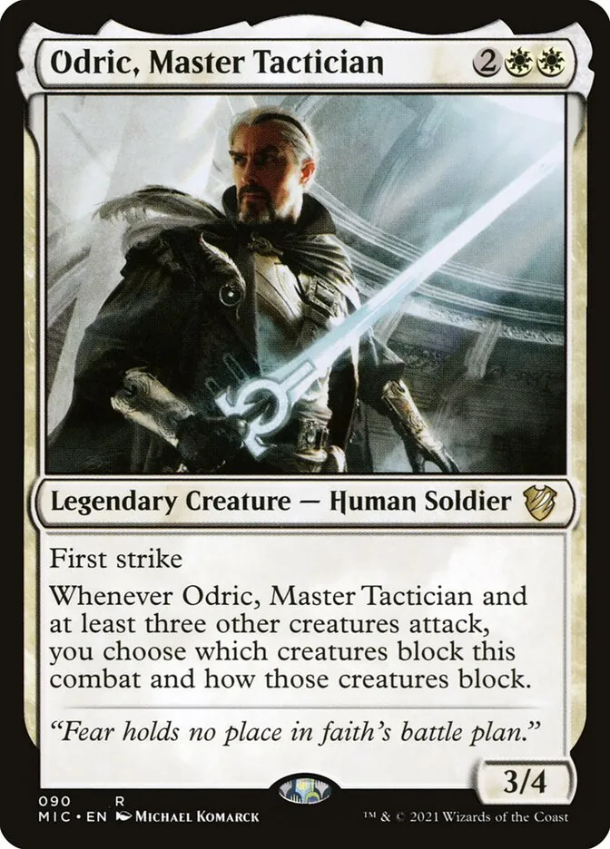 2021 Midnight Hunt Commander Odric, Master Tactician rare #90 rare card image
