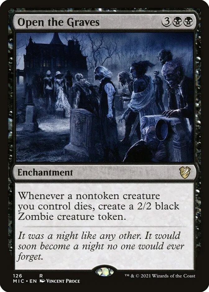 2021 Midnight Hunt Commander Open the Graves #126 rare card image