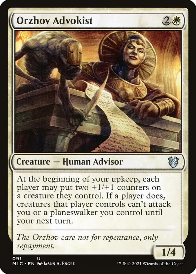 2021 Midnight Hunt Commander Orzhov Advokist #91 uncommon card image