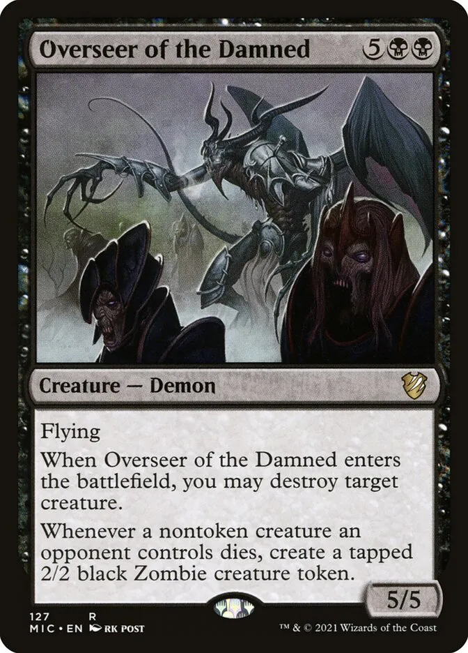 2021 Midnight Hunt Commander Overseer of the Damned #127 rare card image