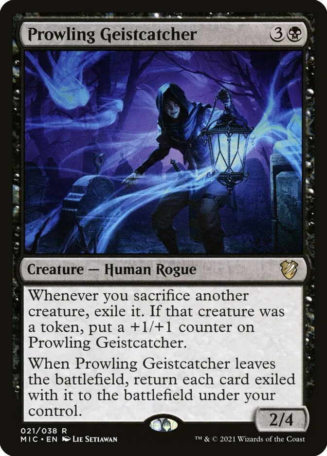 2021 Midnight Hunt Commander Prowling Geistcatcher rare #21 rare card image