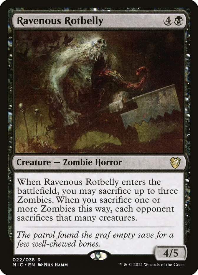 2021 Midnight Hunt Commander Ravenous Rotbelly rare #22 rare card image
