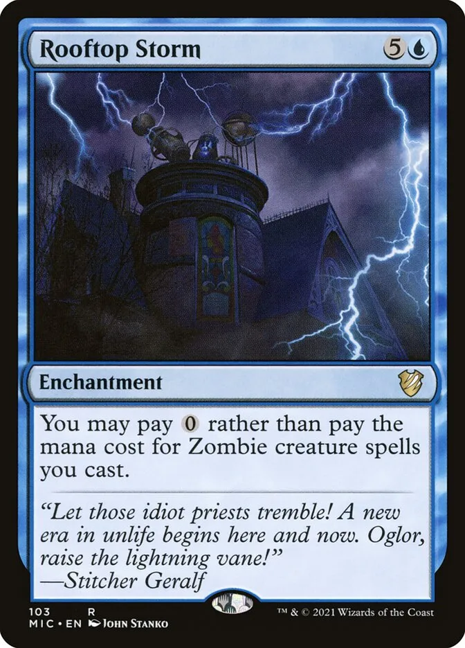 2021 Midnight Hunt Commander Rooftop Storm rare #103 rare card image