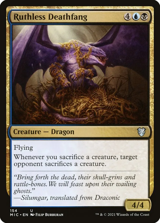 2021 Midnight Hunt Commander Ruthless Deathfang #154 uncommon card image