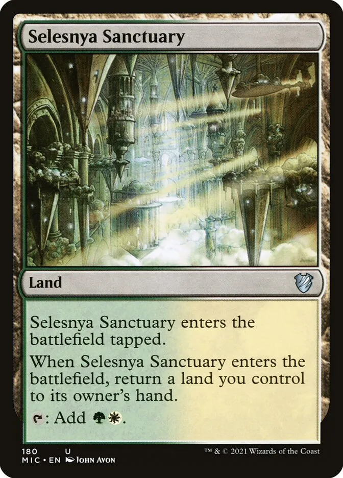 2021 Midnight Hunt Commander Selesnya Sanctuary #180 uncommon card image