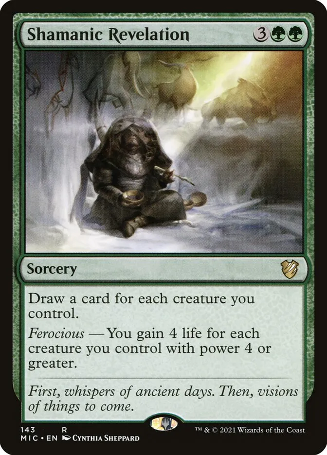 2021 Midnight Hunt Commander Shamanic Revelation #143 rare card image