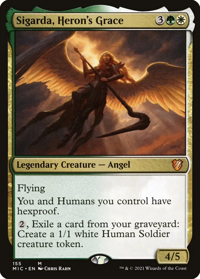 2021 Midnight Hunt Commander Sigarda, Heron's Grace #155 mythic card image