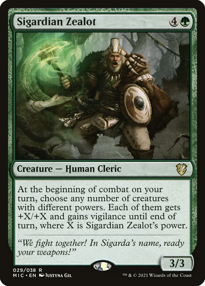 2021 Midnight Hunt Commander Sigardian Zealot rare #29 rare card image