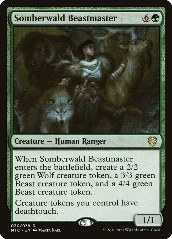 2021 Midnight Hunt Commander Somberwald Beastmaster rare #30 rare card image