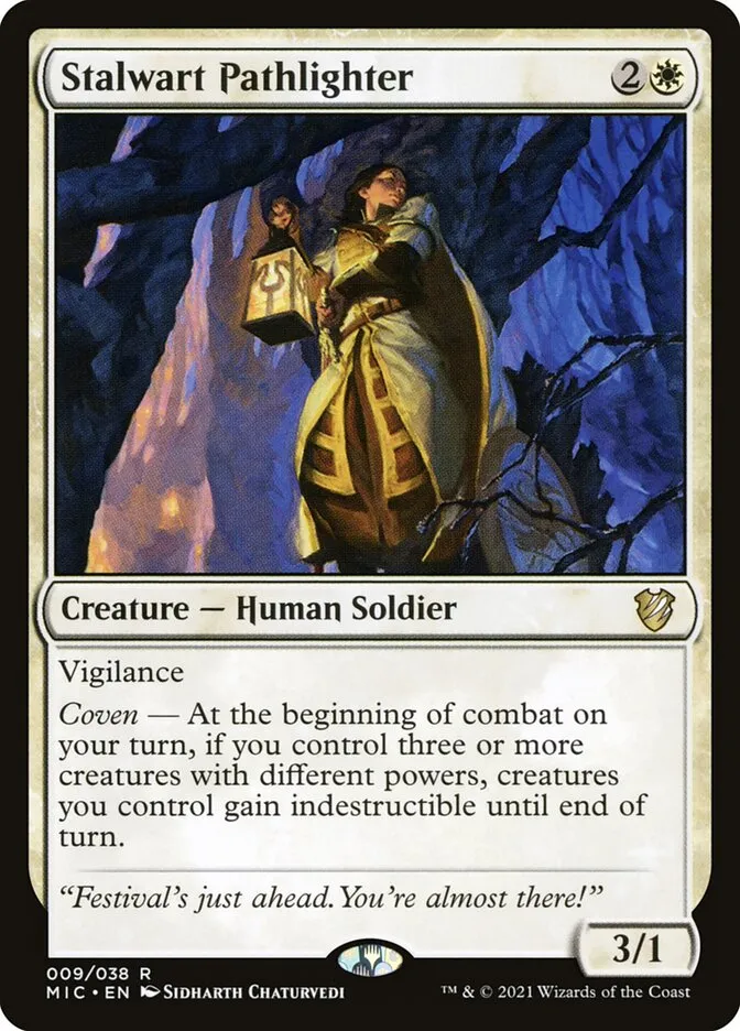 2021 Midnight Hunt Commander Stalwart Pathlighter rare #9 rare card image