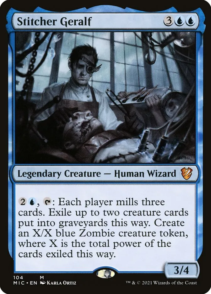 2021 Midnight Hunt Commander Stitcher Geralf mythic #104 mythic card image