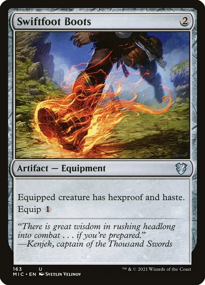 2021 Midnight Hunt Commander Swiftfoot Boots #163 uncommon card image